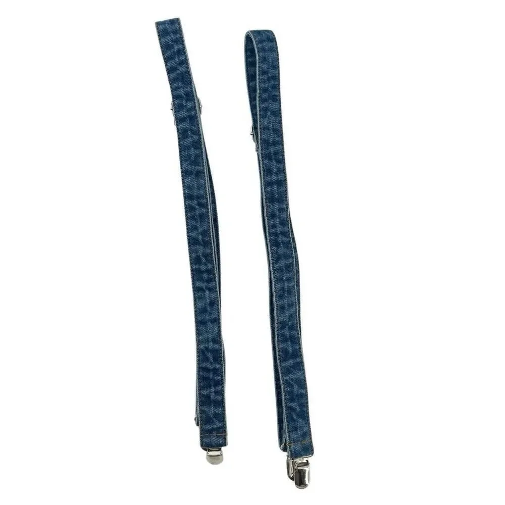 Adjustable Blue Denim Suspenders Women, Teens & Kids Unisex with Clip Closures